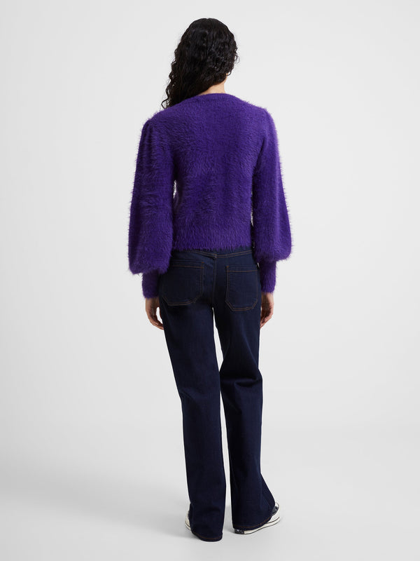 French Connection Meena Fluffy Cardigan - Cobalt Violet