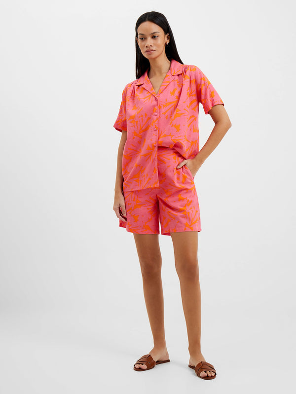 French Connection Bia Alania Lyocell Blend Shorts - Pink/Orange