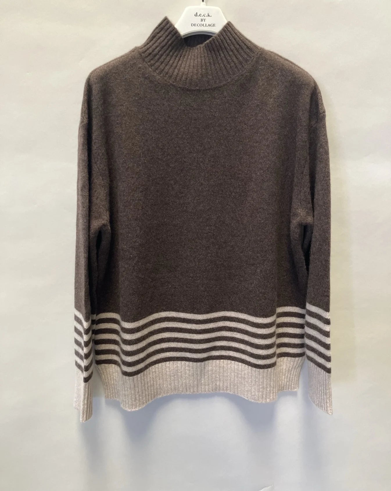 Deck Wool Stripe Knit Jumper - Choko 83719