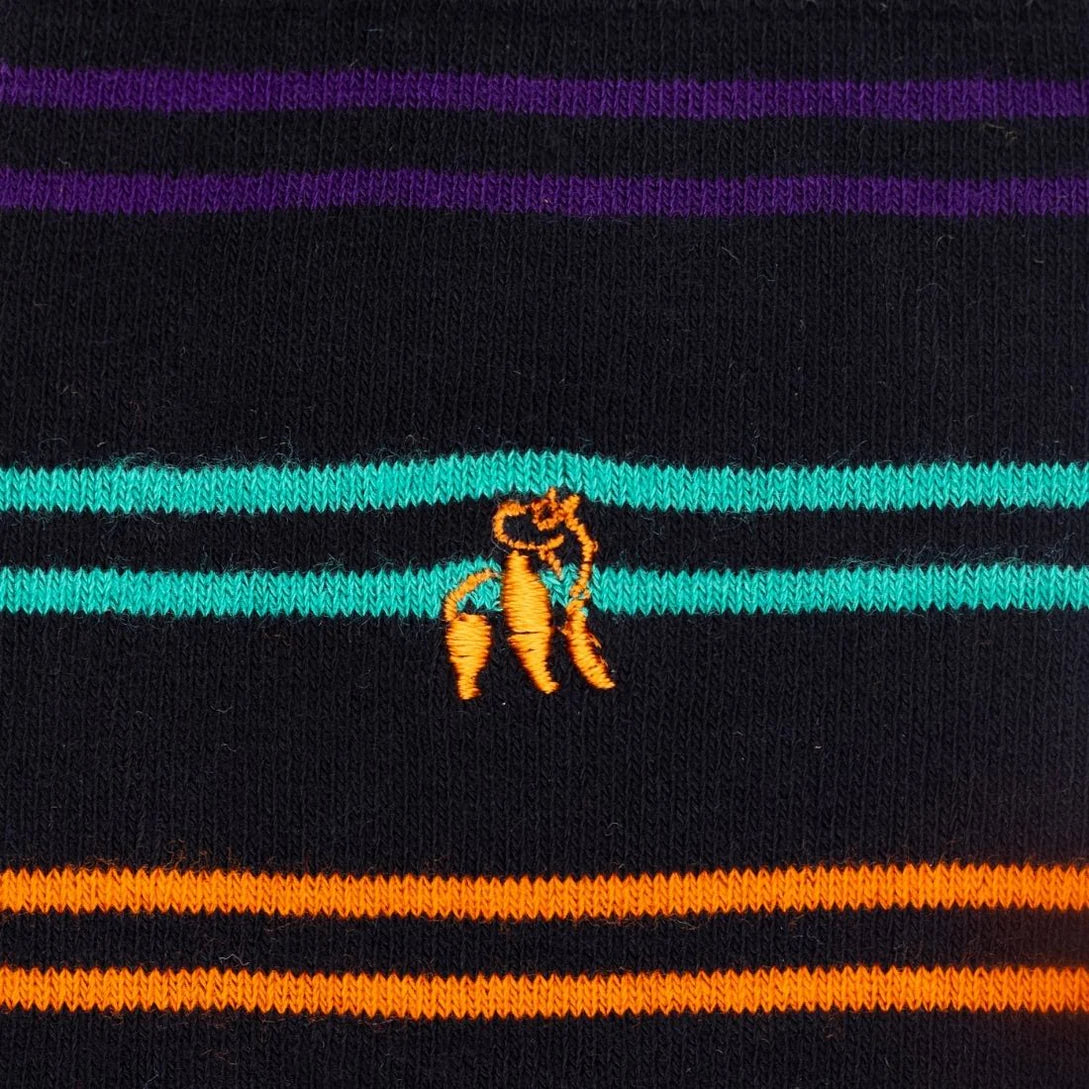Swole Panda Bamboo Socks - Black & Double Fine Stripes