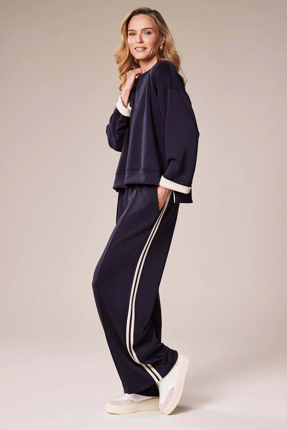 Deck Stripe Leisure Trouser - Navy