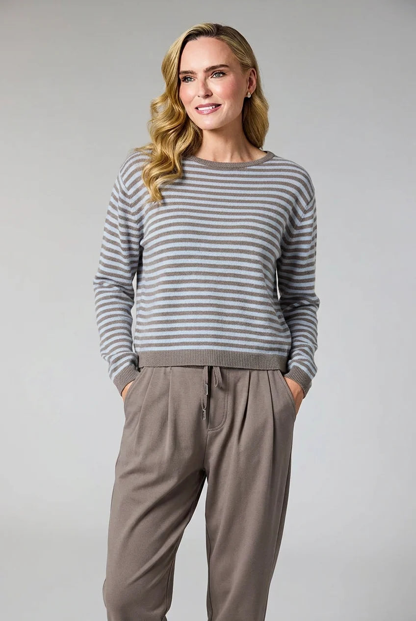 Deck Striped Round Neck Jumper - Blue