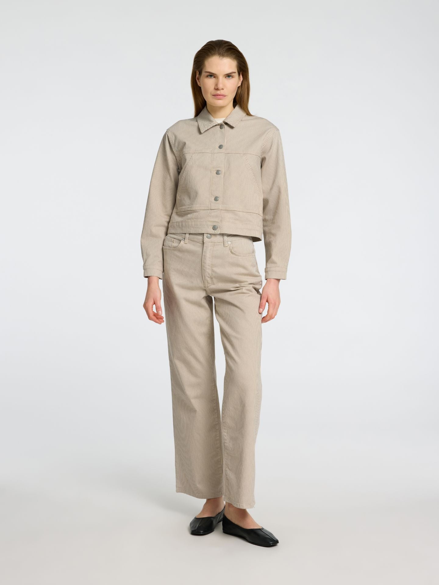 Selected Alba Striped Denim Jacket - Ecru