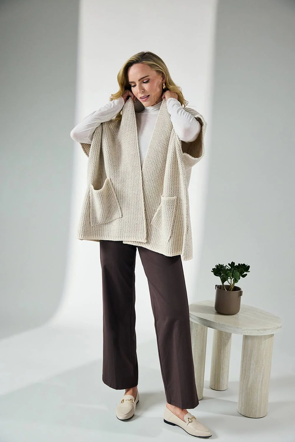Deck Long Cardigan - Beige