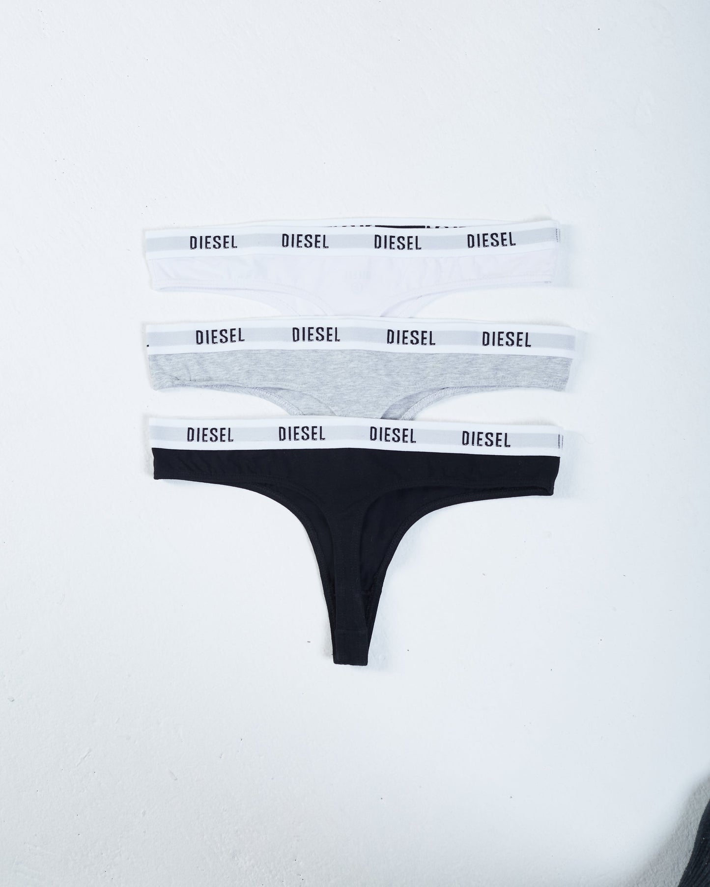 Diesel 3 Pack Thong - White/Black