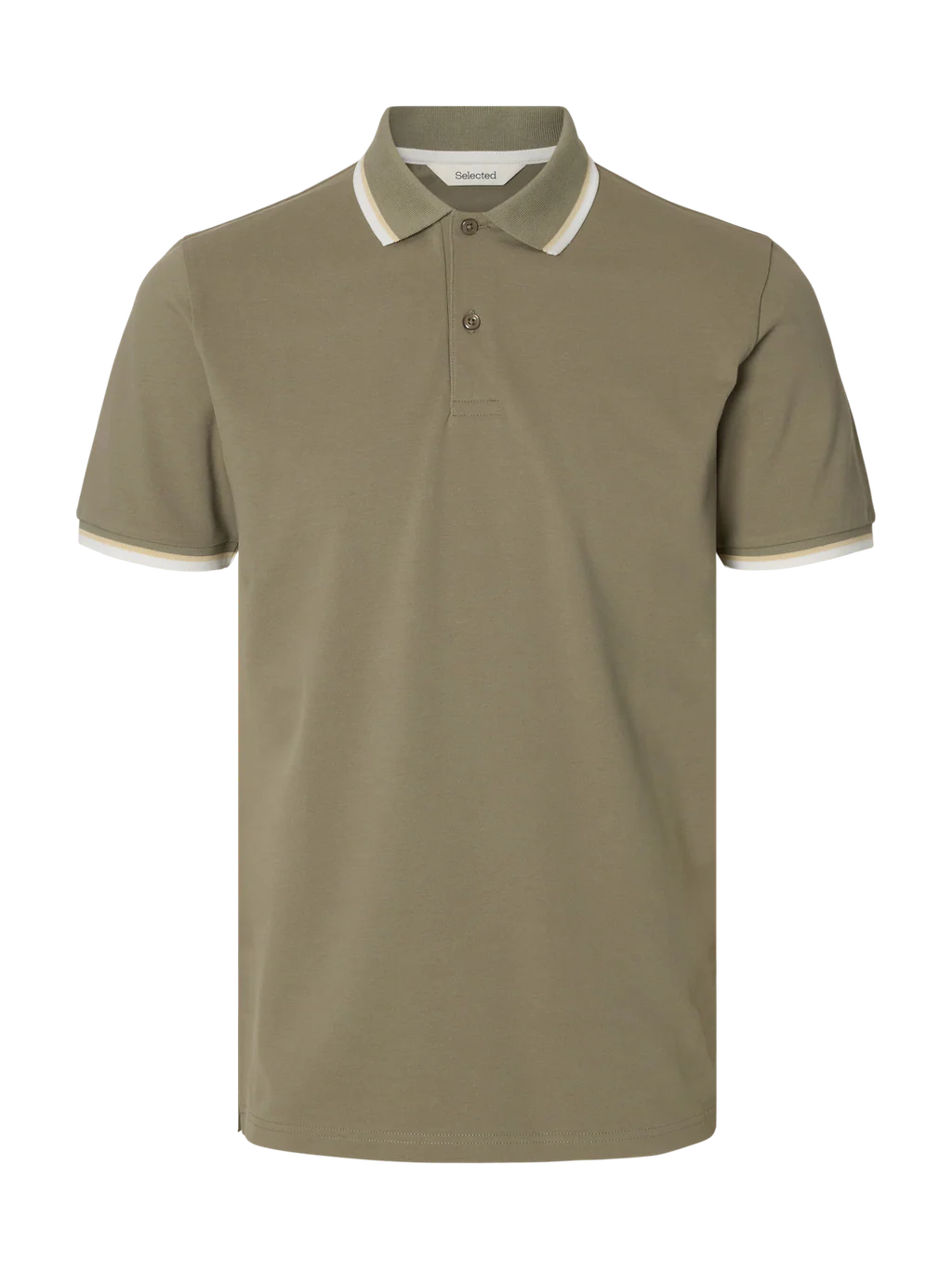 Selected Atlas Polo - Vetiver/Cloud Dancer Green