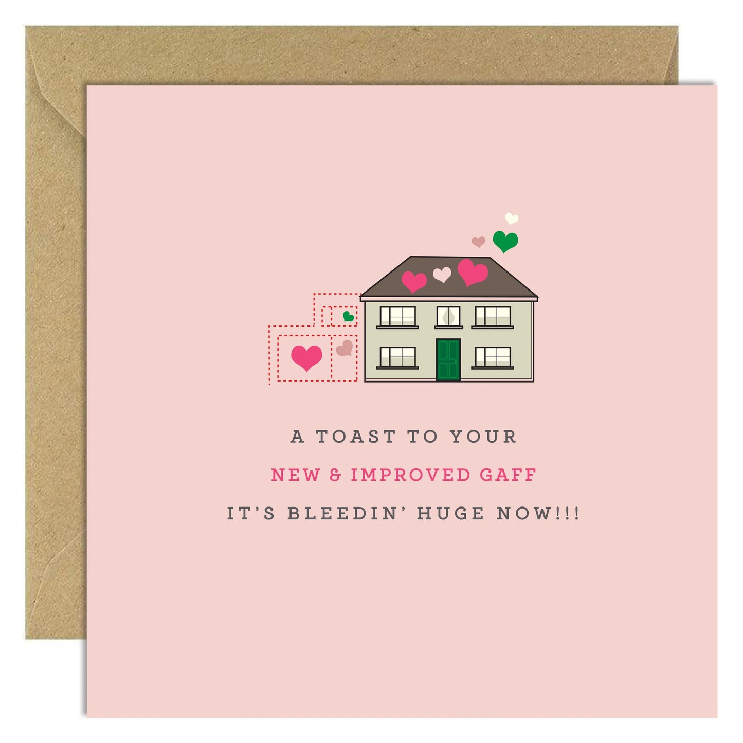 Bold Bunny Card - 'A Toast To Your New & Improved Gaff'