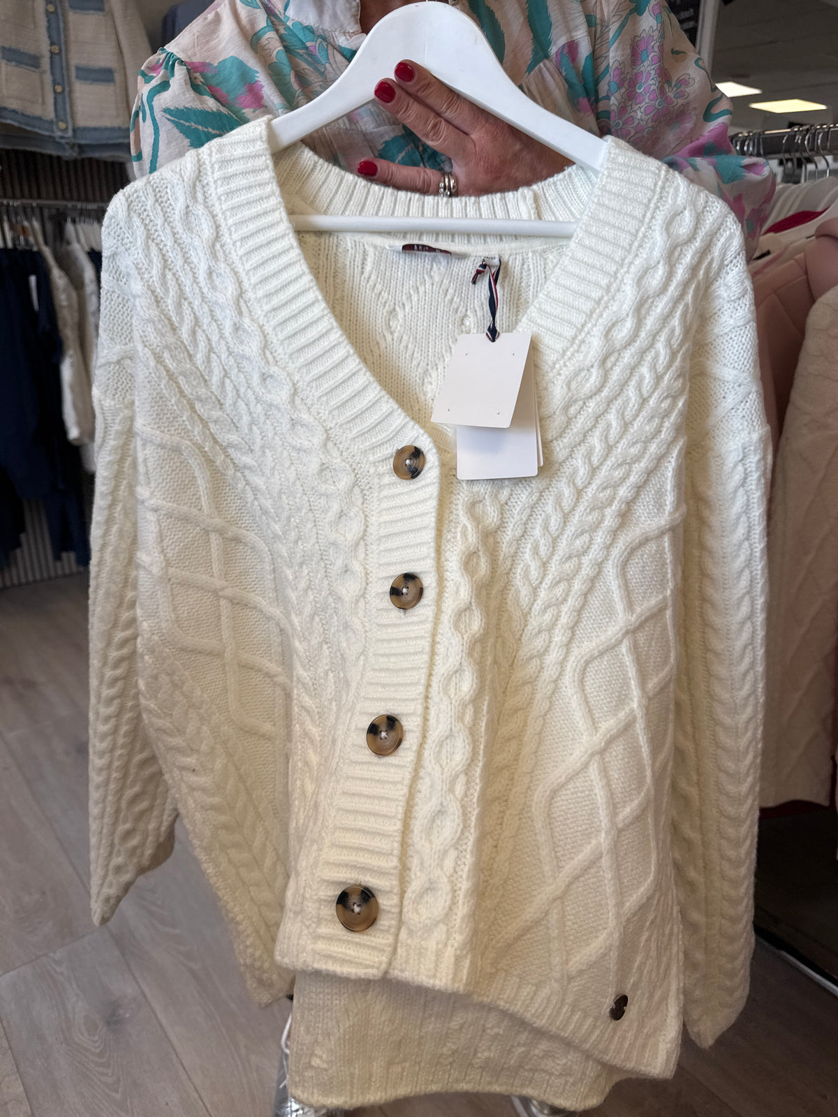 U.S. POLO ASSN. Aran Cable Cardigan - Marshmallow