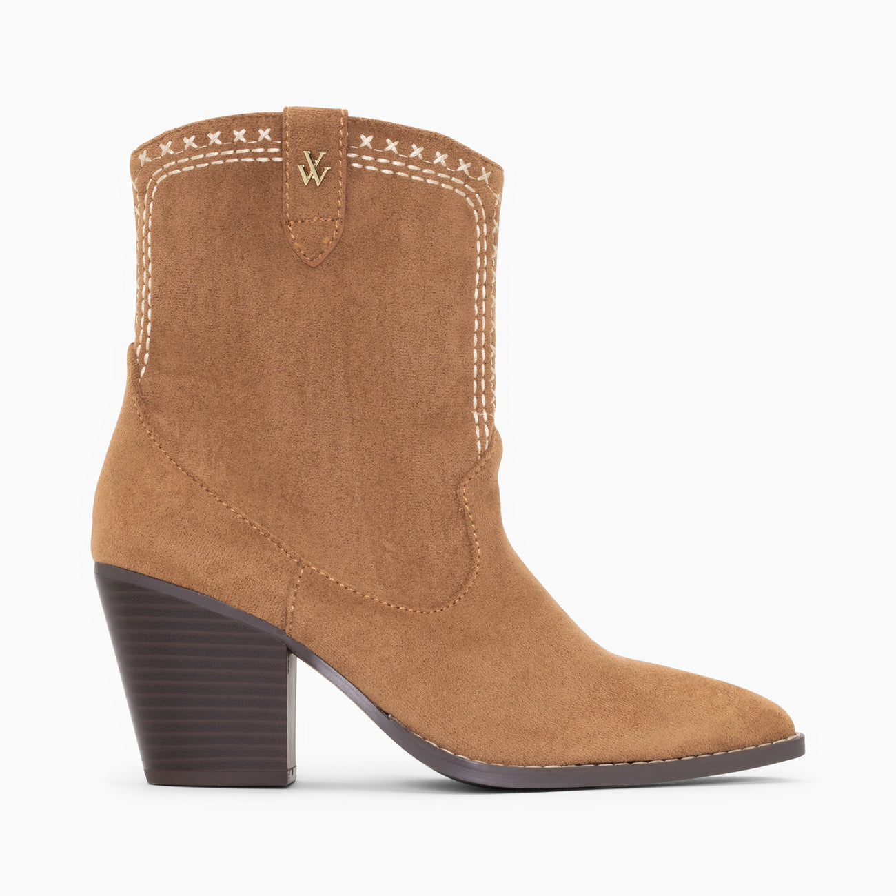 Vanessa Wu Danae Ankle Cowboy Boots - Camel