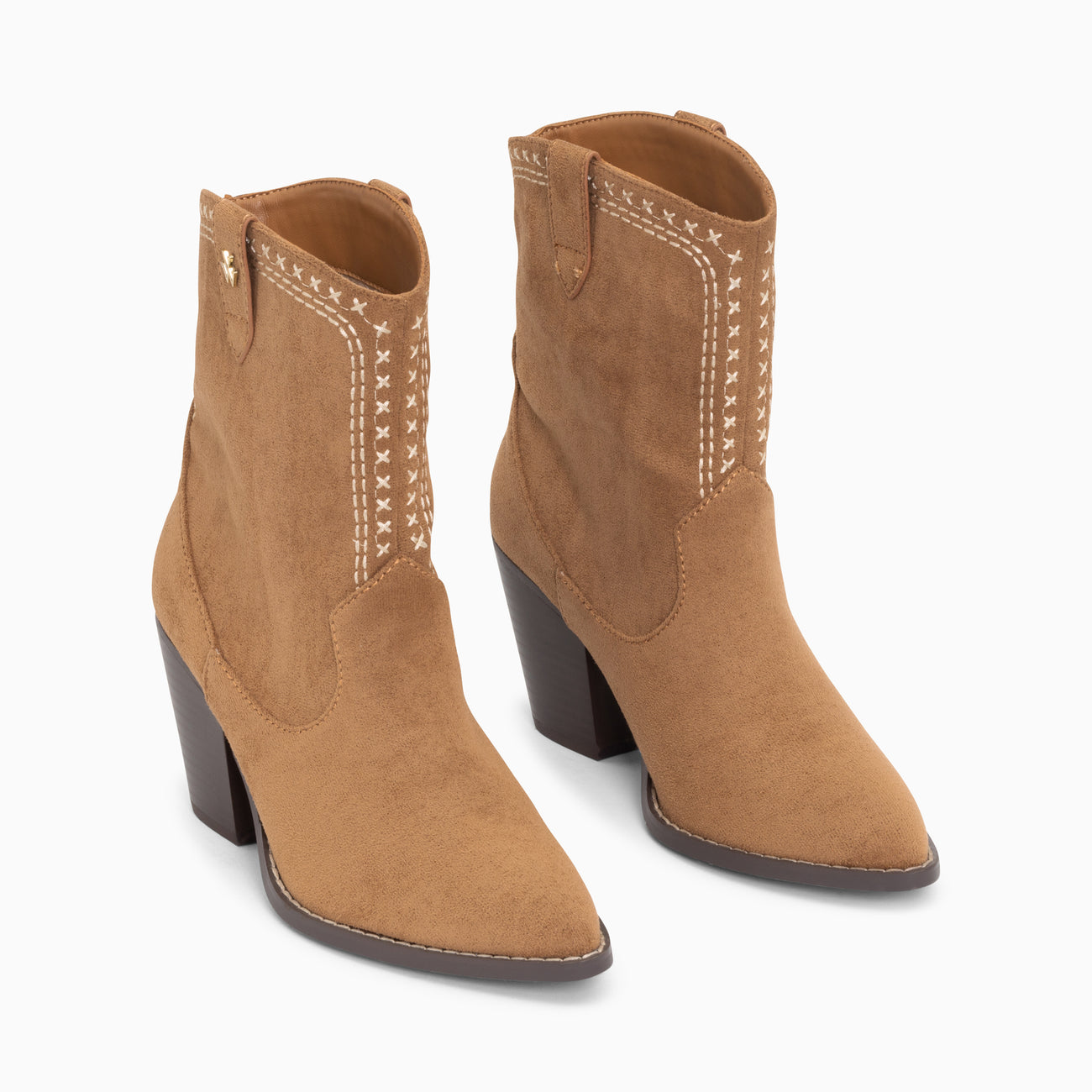 Vanessa Wu Danae Ankle Cowboy Boots - Camel