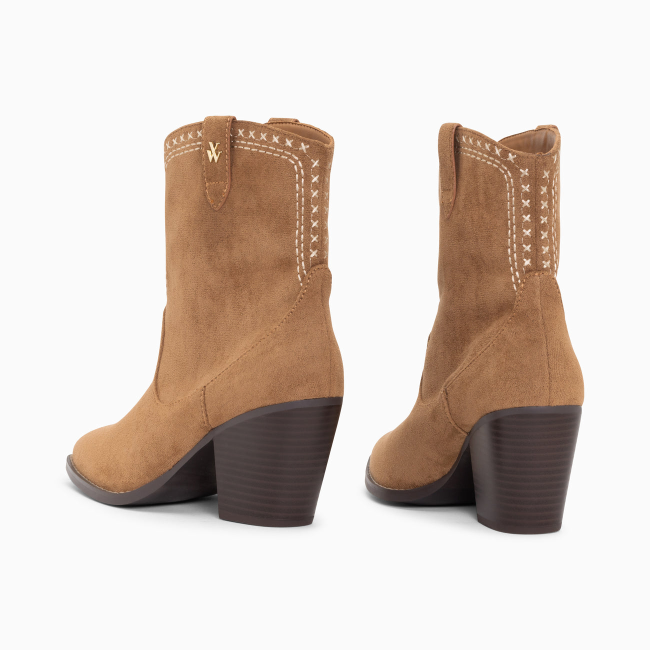 Vanessa Wu Danae Ankle Cowboy Boots - Camel