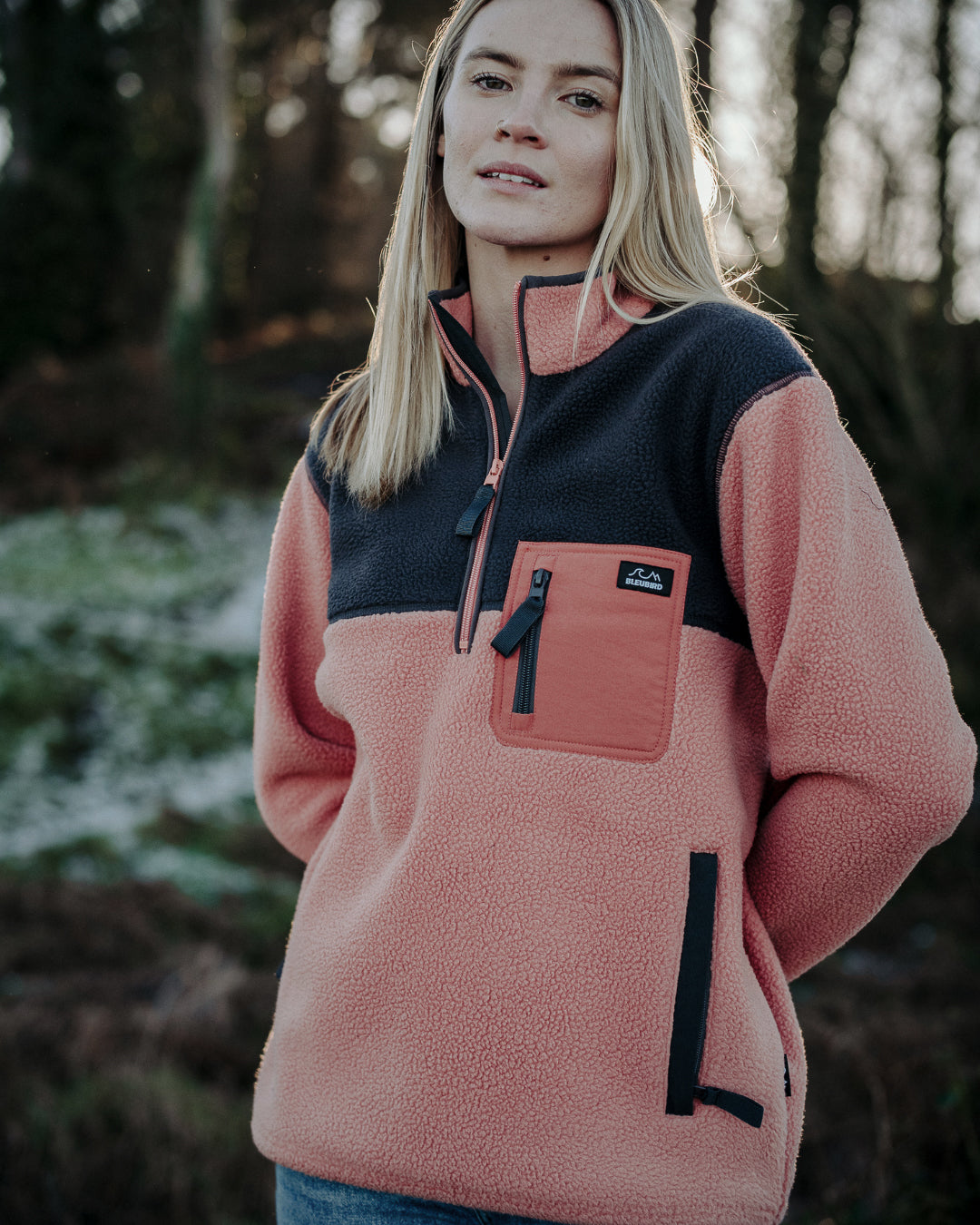 Bleubird Half Zip Polar Fleece - Coral