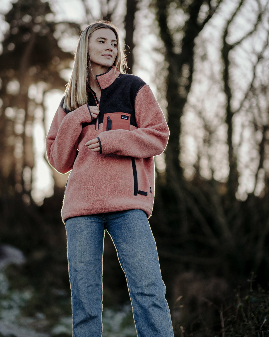 Bleubird Half Zip Polar Fleece - Coral