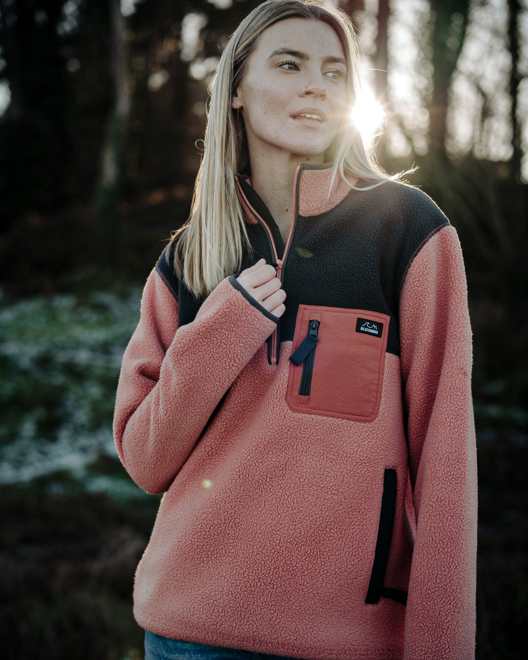Bleubird Half Zip Polar Fleece - Coral