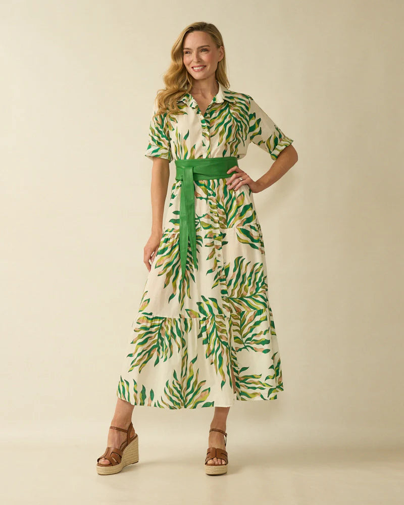 Deck Floral Fern Maxi Dress - Green