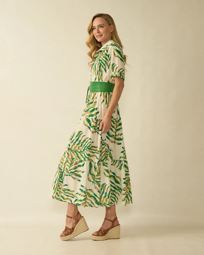 Deck Floral Fern Maxi Dress - Green