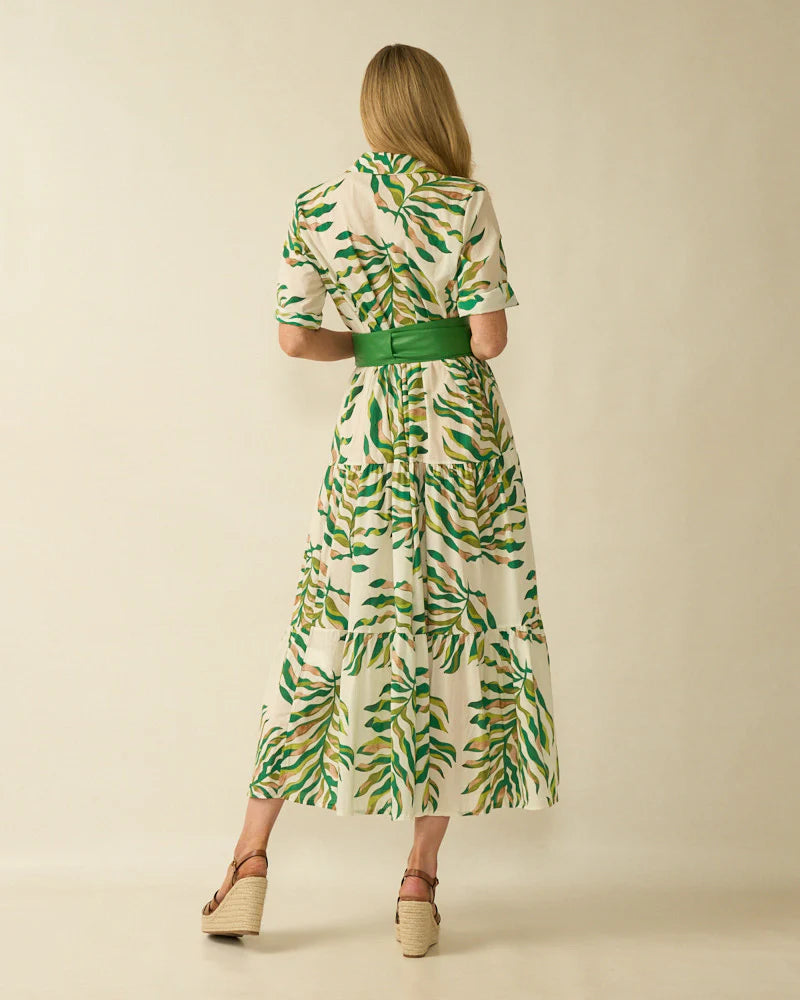 Deck Floral Fern Maxi Dress - Green