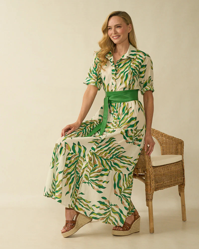Deck Floral Fern Maxi Dress - Green