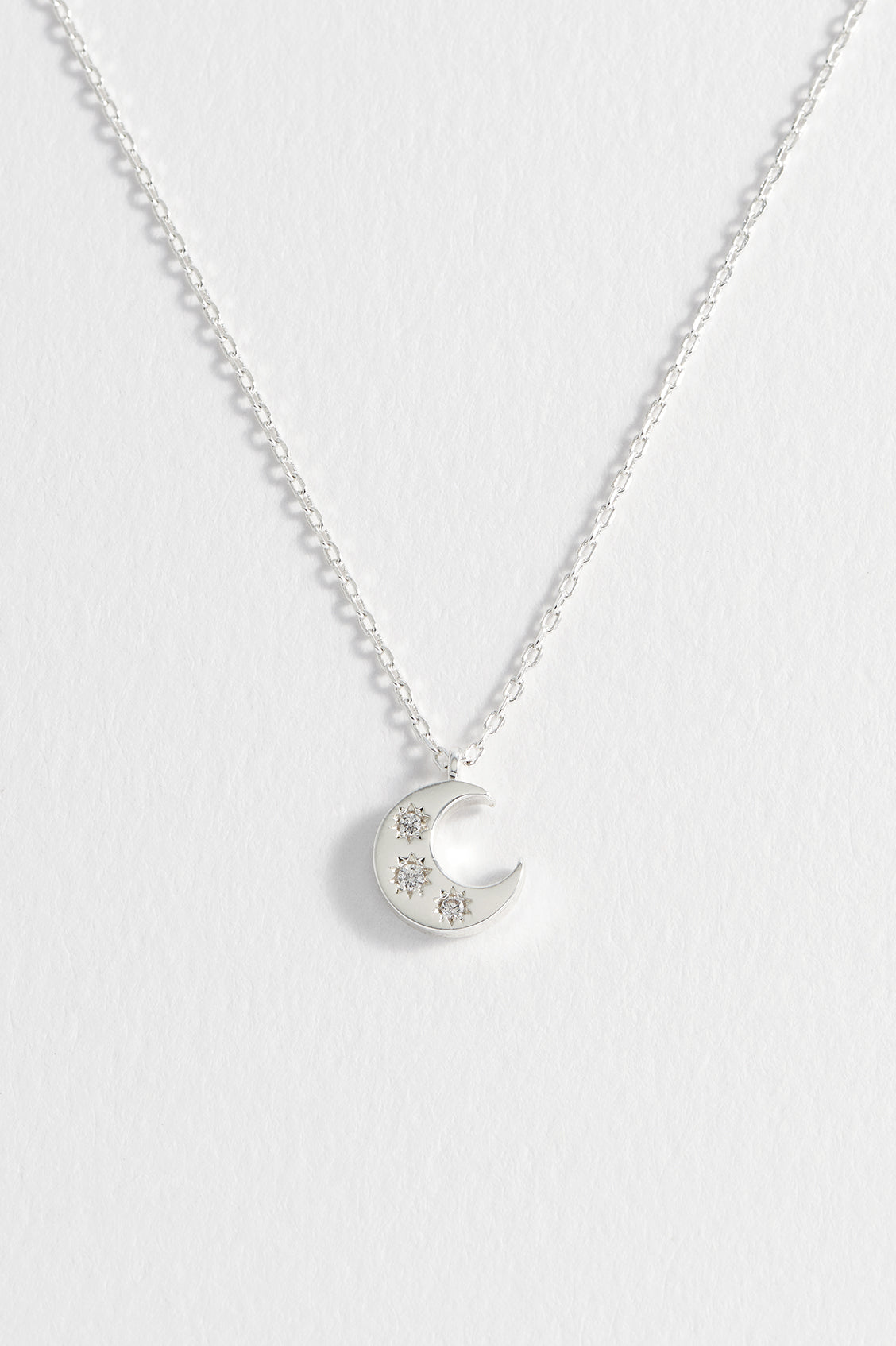 Estella Bartlett Three Stone Moon Necklace - Silver Plated