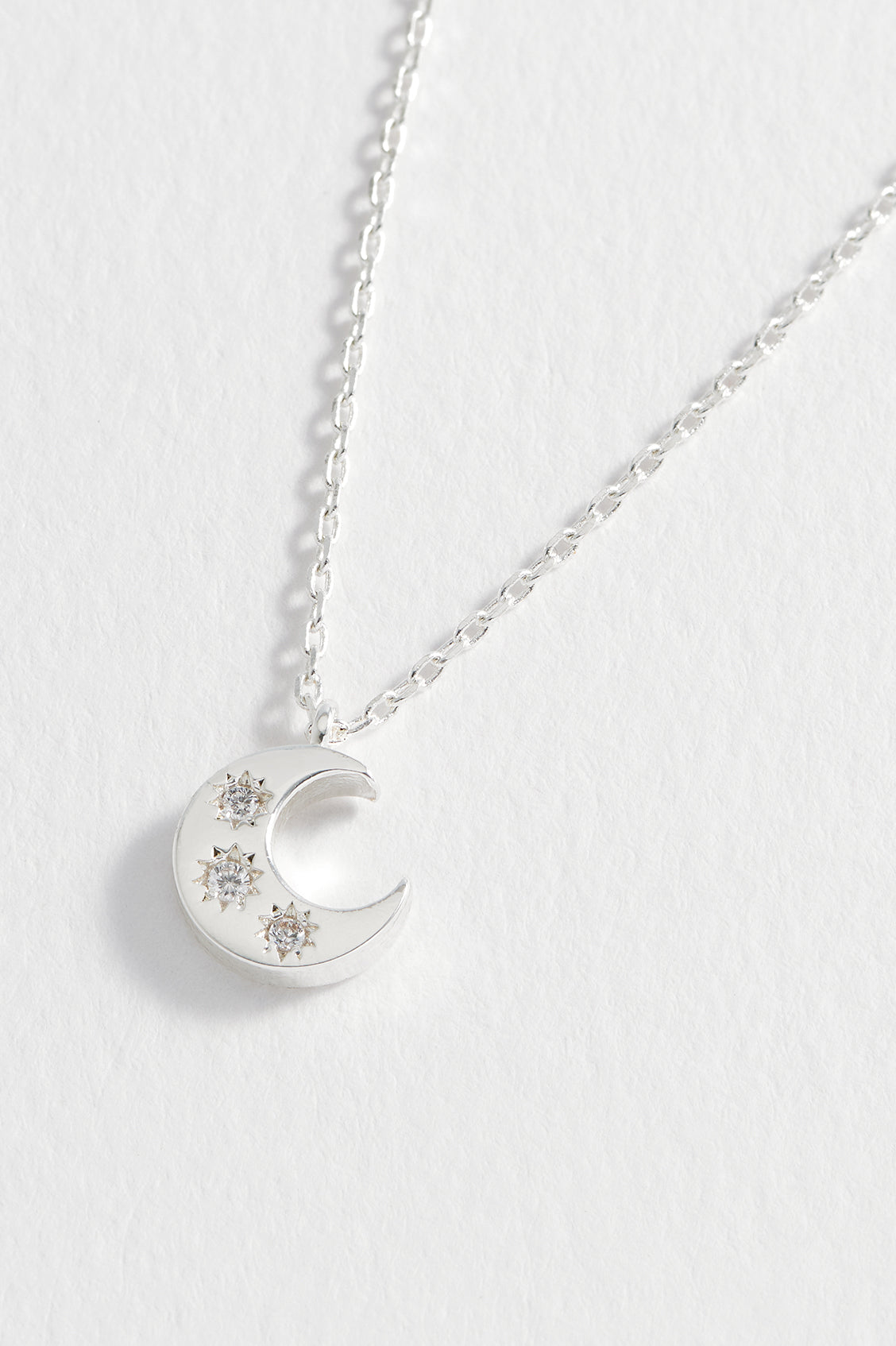 Estella Bartlett Three Stone Moon Necklace - Silver Plated