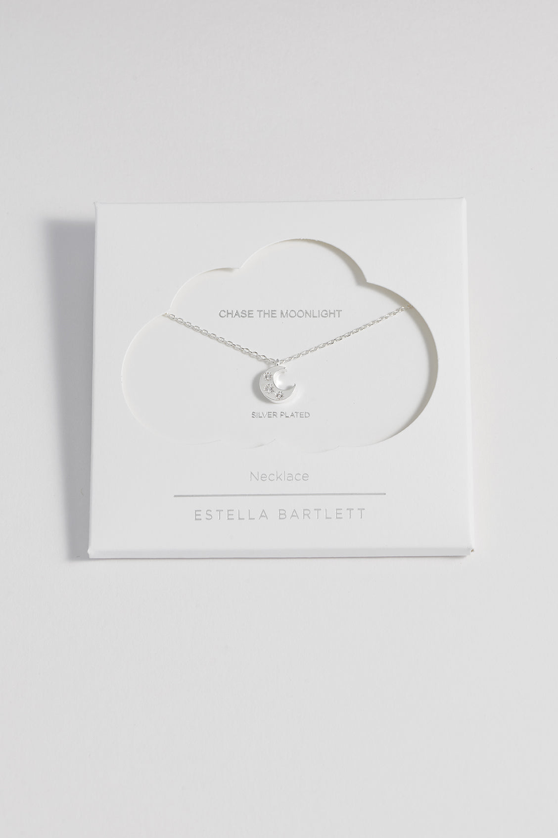 Estella Bartlett Three Stone Moon Necklace - Silver Plated