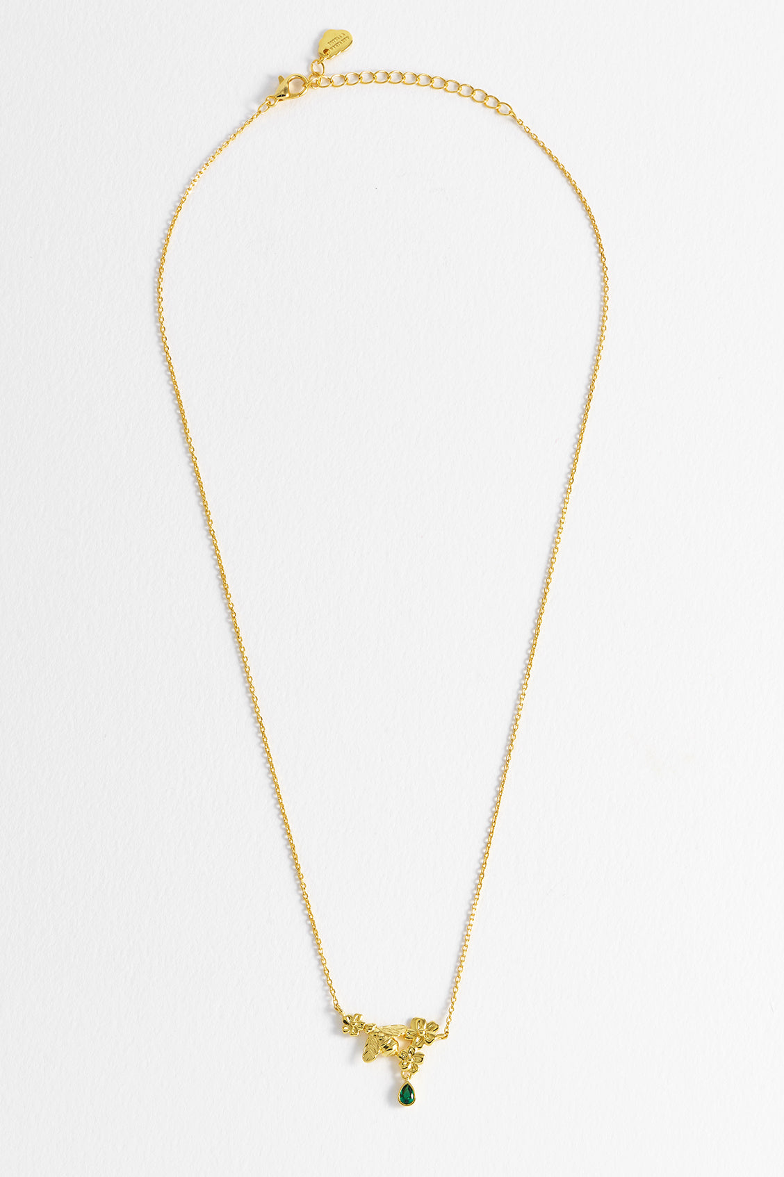 Estella Bartlett Flower Bee Droplet Necklace - Gold Plated