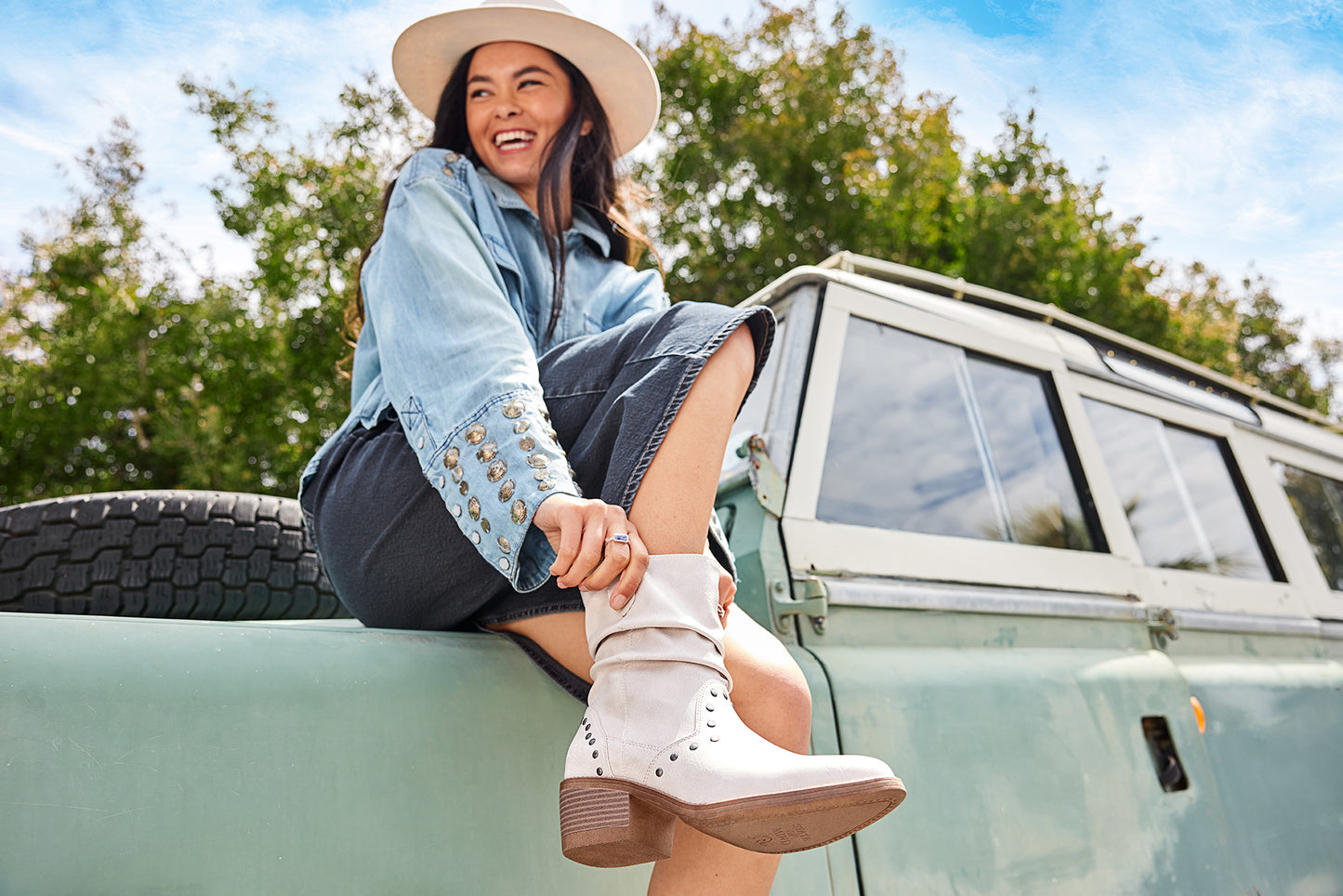 Blowfish Malibu Rebel Western Boots - Off White