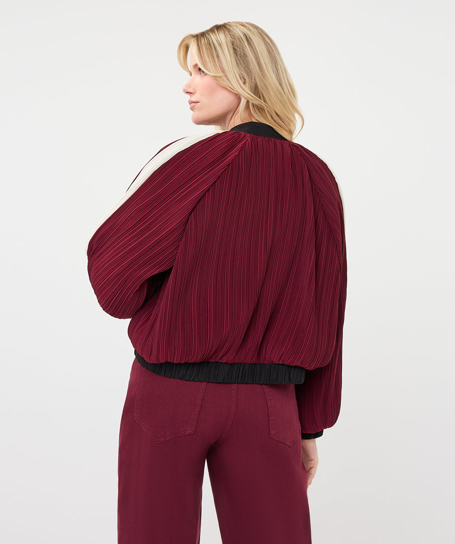 Esqualo Plisse Bomber Jacket - Merlot