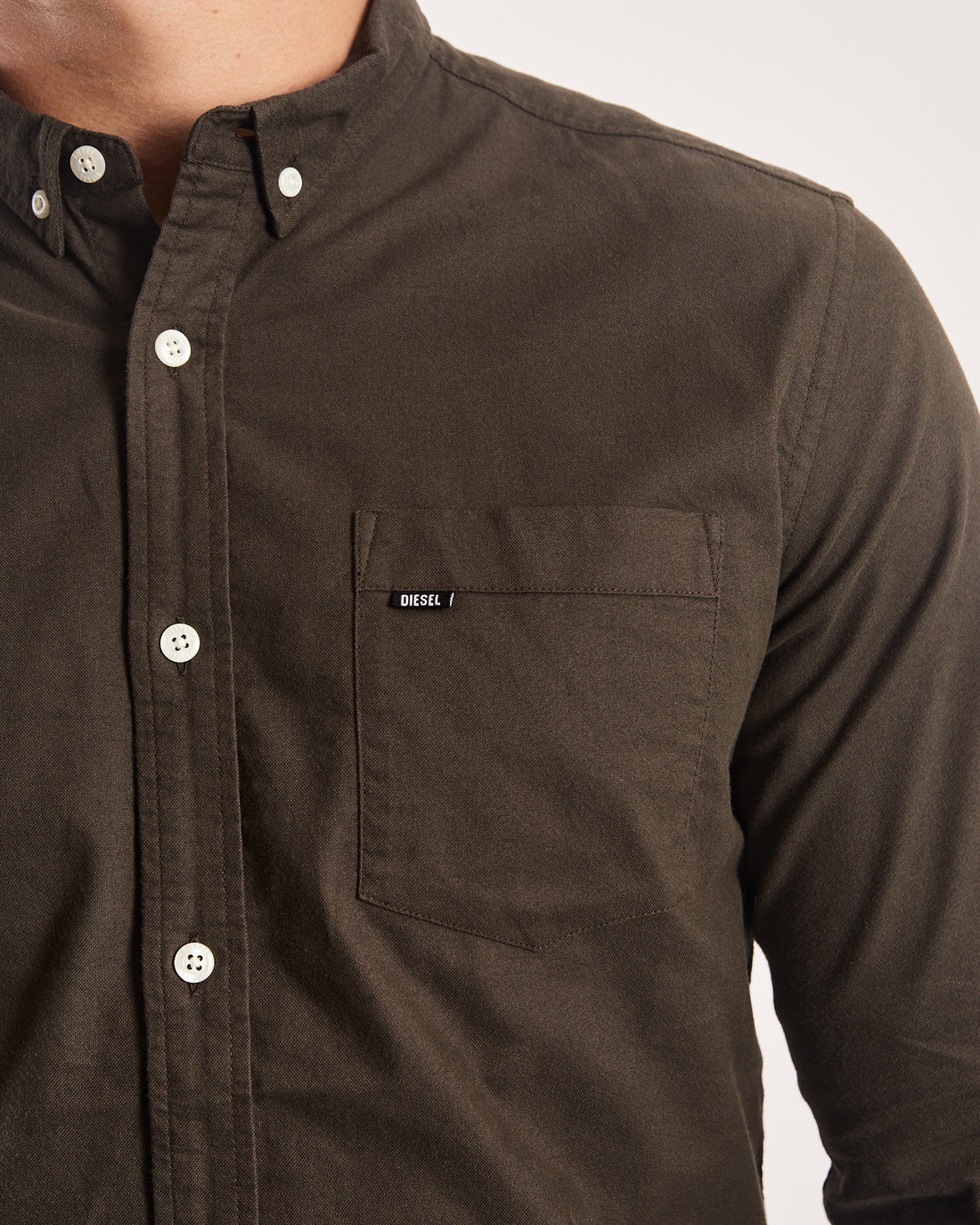 Diesel Garvey Long-Sleeve Shirt - Peat Moss