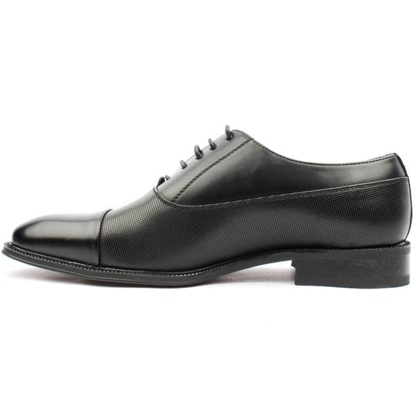 Goor Mens Formal Oxford Cap Tie Shoe - Black
