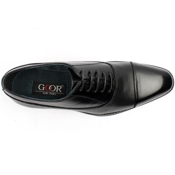 Goor Mens Formal Oxford Cap Tie Shoe - Black