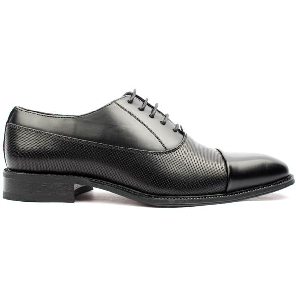 Goor Mens Formal Oxford Cap Tie Shoe - Black