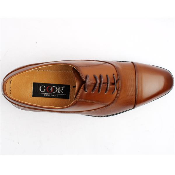 Goor Mens Formal Oxford Cap Tie Shoe - Tan