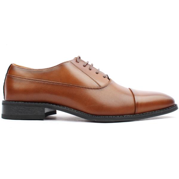 Goor Mens Formal Oxford Cap Tie Shoe - Tan