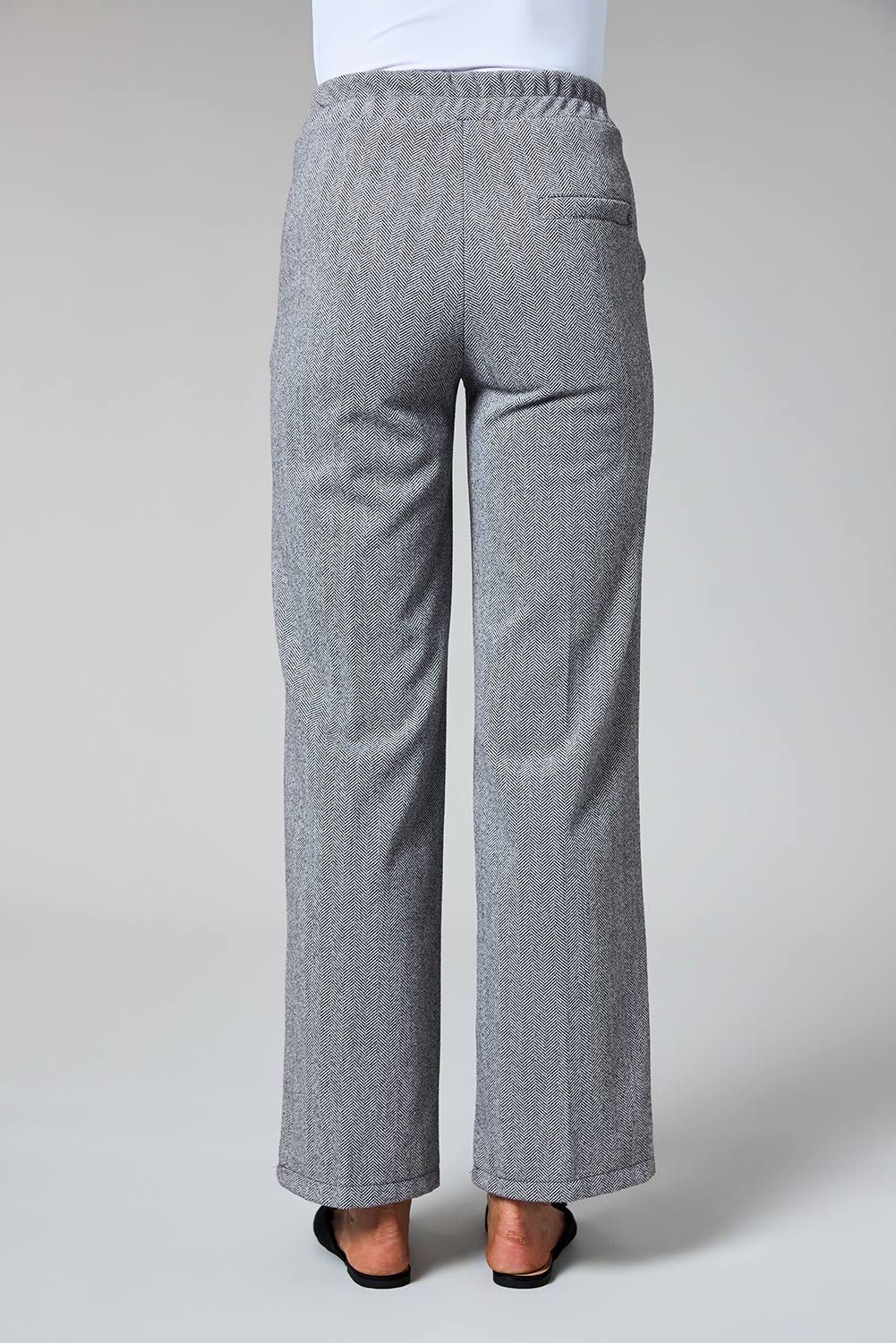 Deck Wide Leg Herringbone Trousers - Light Grey