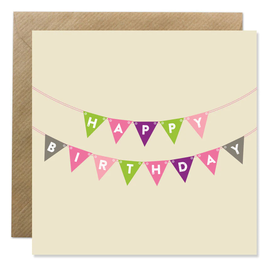 Bold Bunny Card - Birthday Pink Bunting