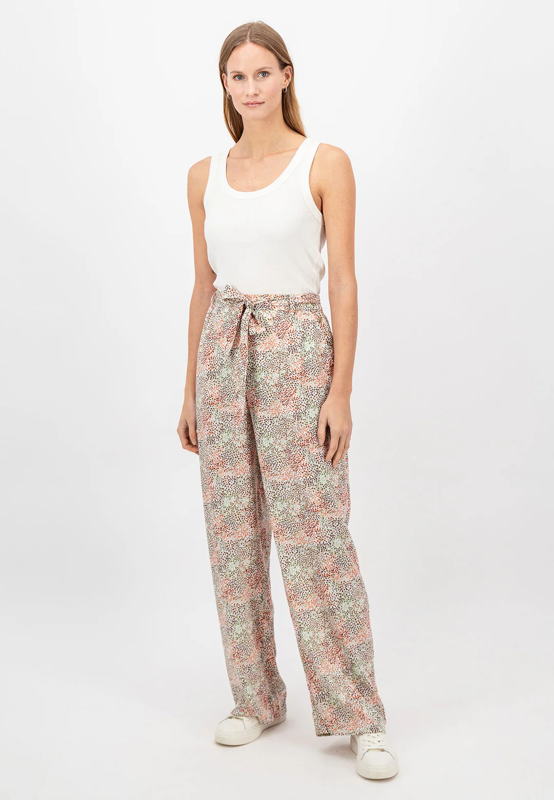 Fynch Hatton Minimal Light Print Pants - Reed Green