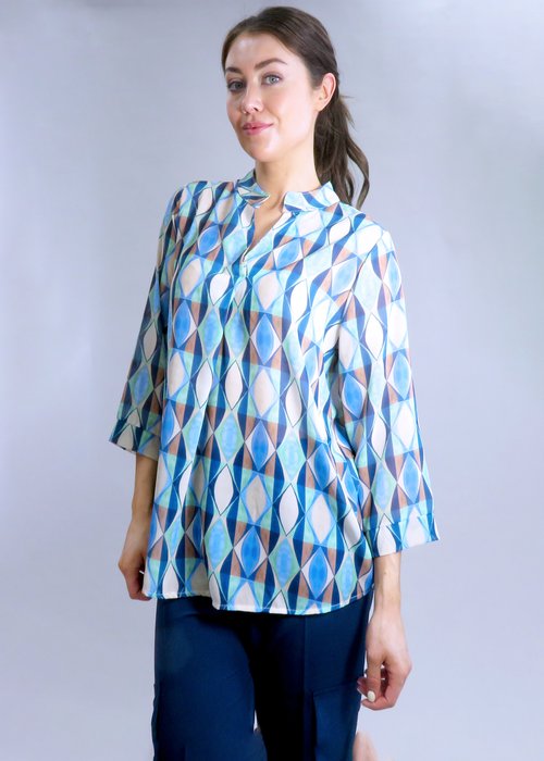Deck Satin Pattern Top - Blue