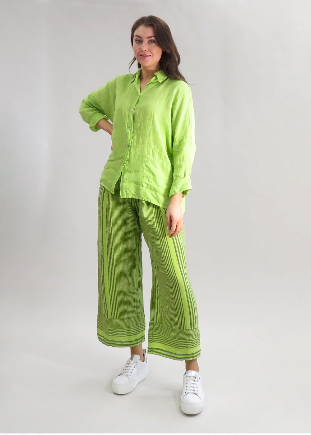 Deck Linen Lime Shirt - Lime Green