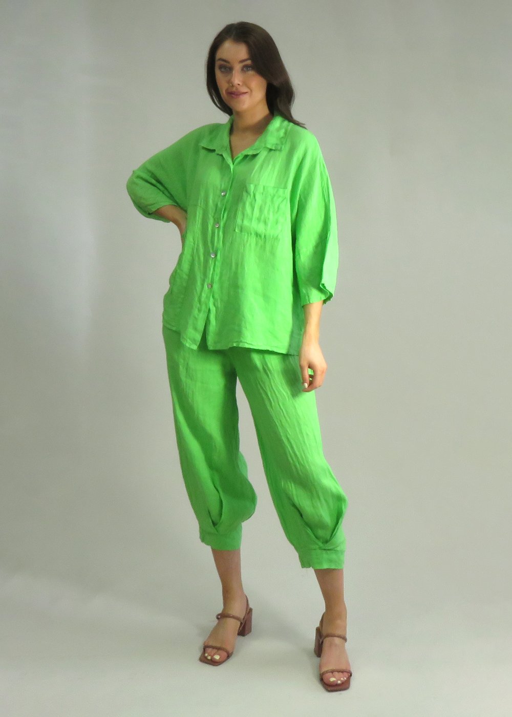 Deck Linen Trousers - Lime Green