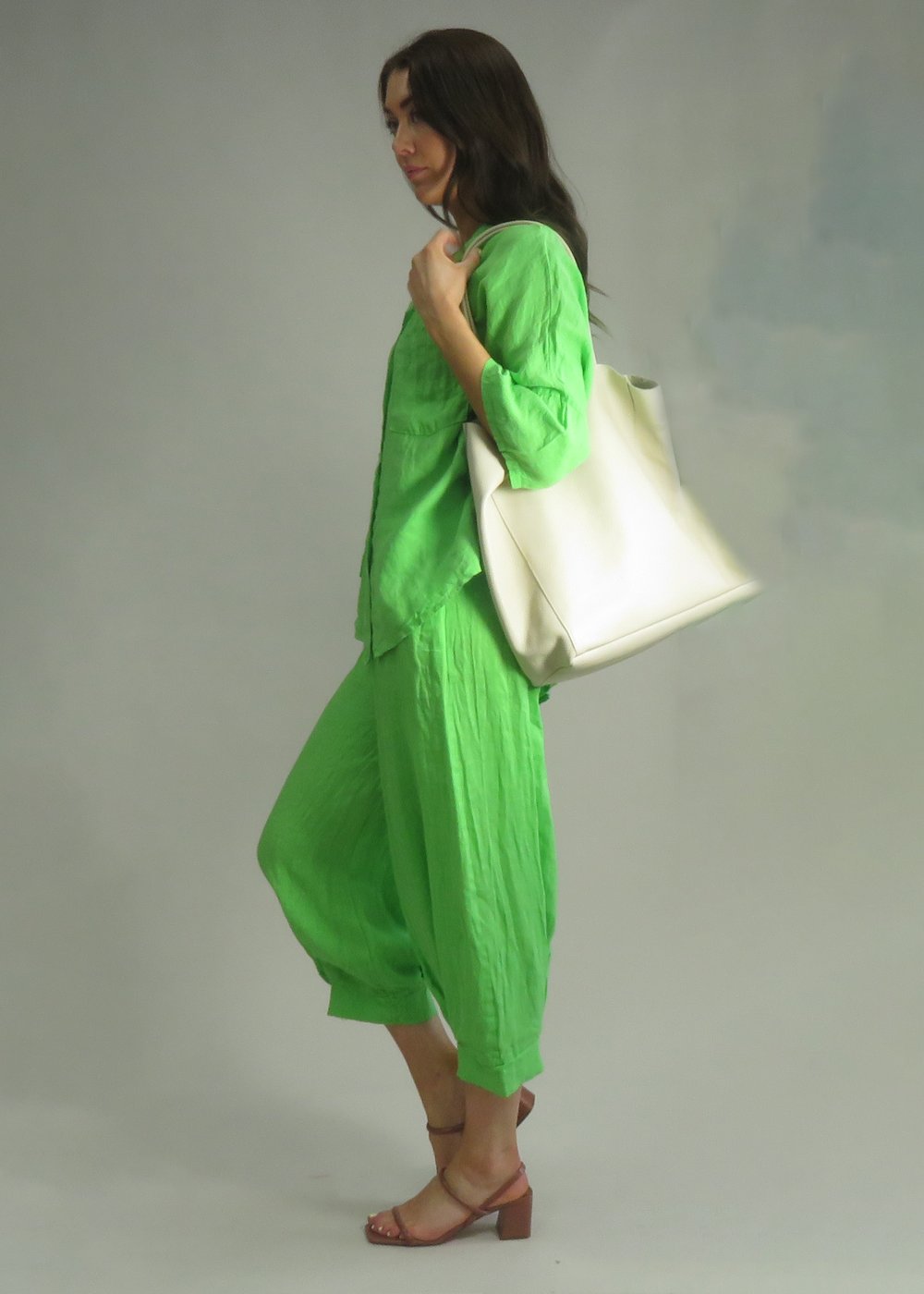 Deck Linen Trousers - Lime Green