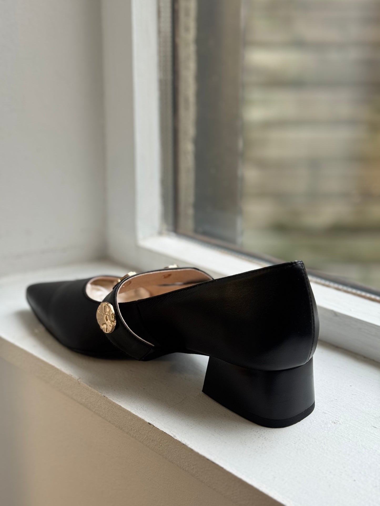 Emis Leather Mary Jane Shoe - Black