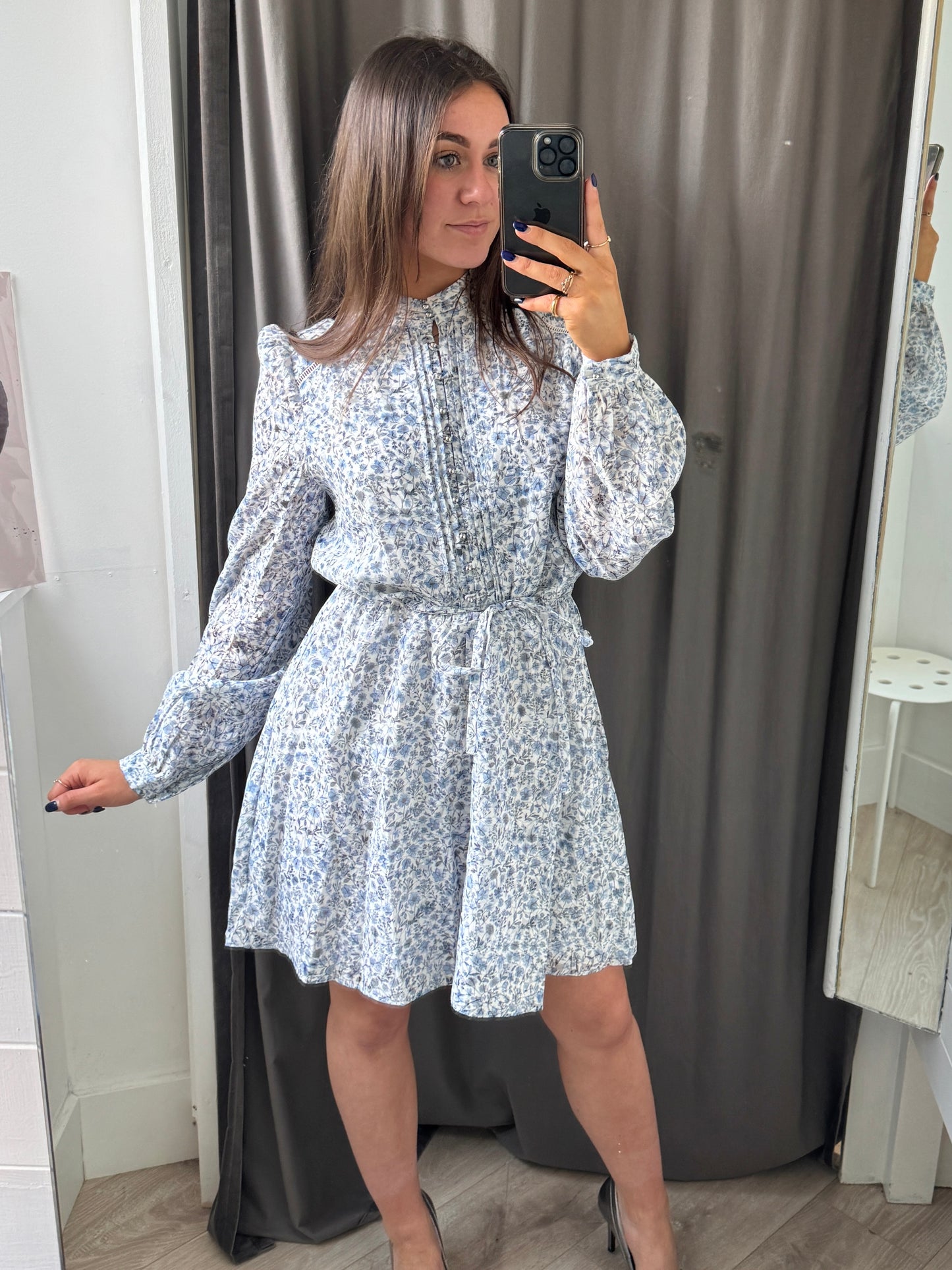 Guess Adlaide Flare Dress - Blue