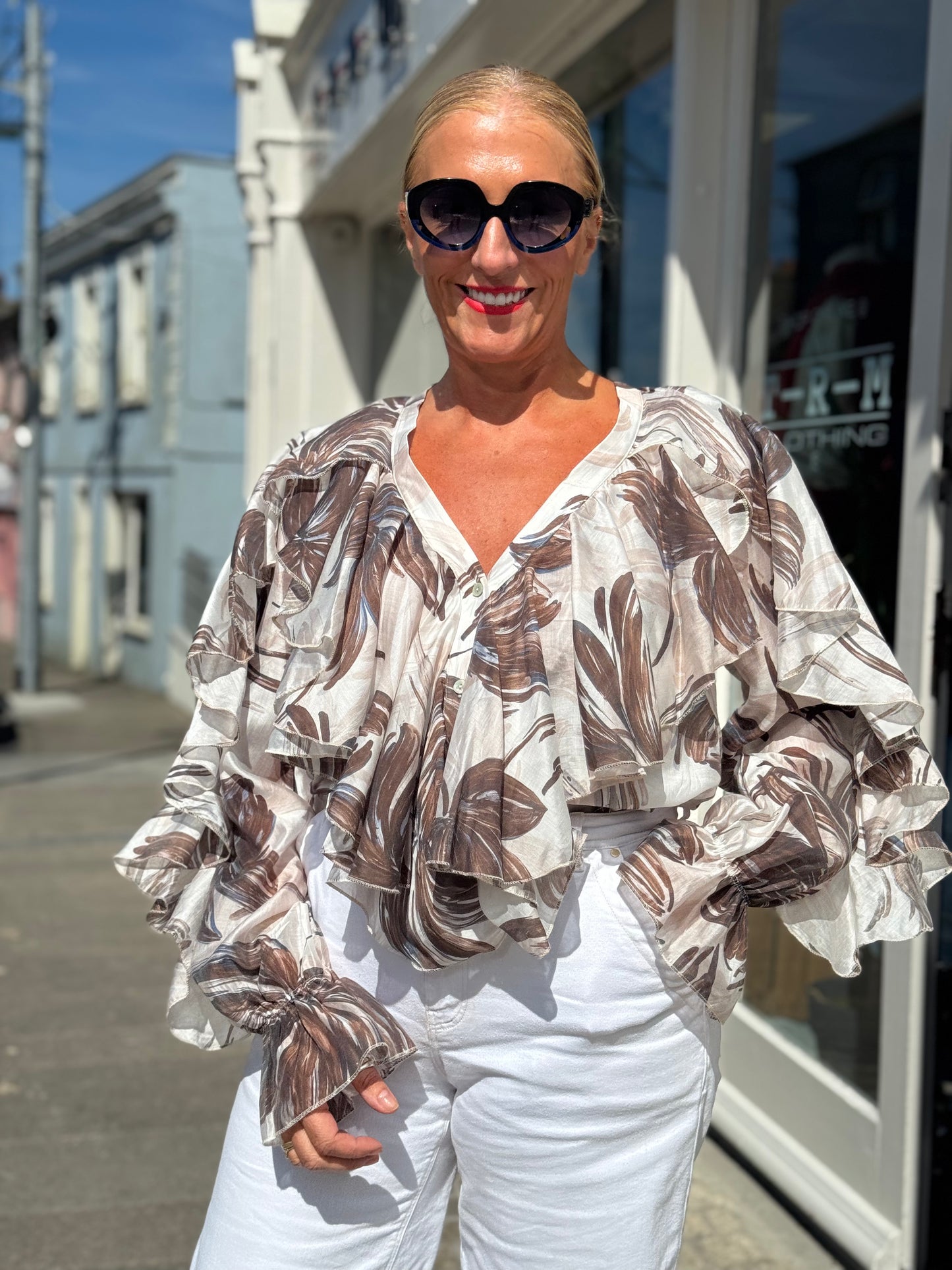 Deck Frill Blouse - Brown