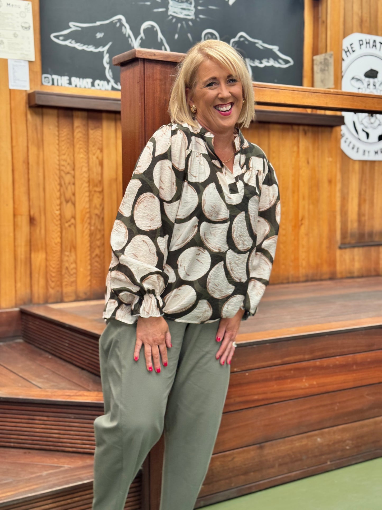 Deck Circle Design Blouse - Green