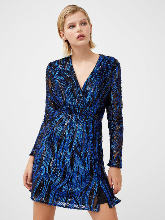 French Connection Embellished Mini Dress - Blue