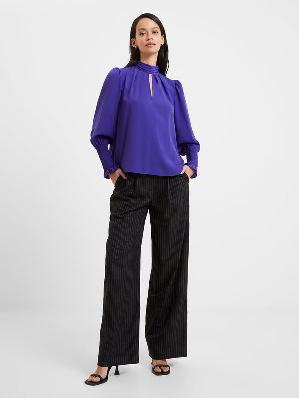French Connection Crepe Keyhole Top - Cobalt