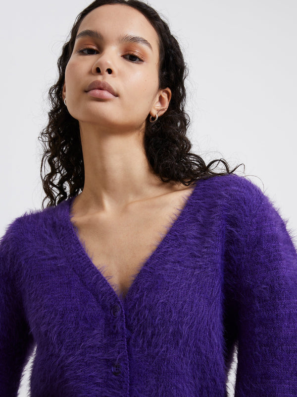 French Connection Meena Fluffy Cardigan - Cobalt Violet