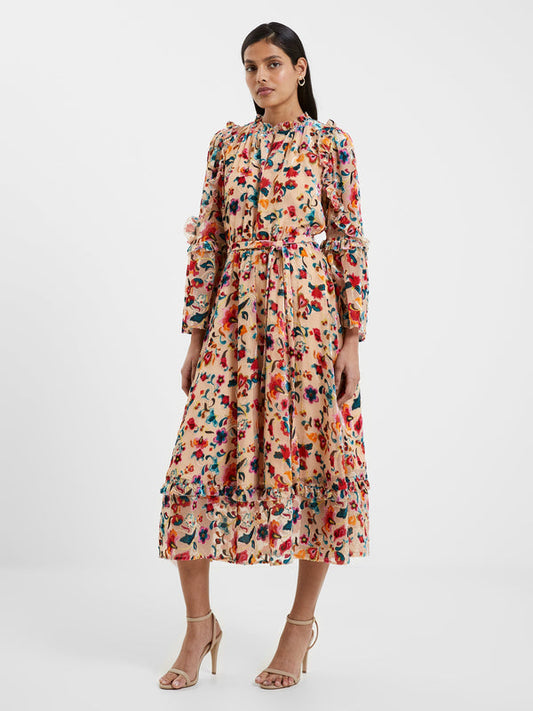 French Connection Toasted Almond Avery Midi Dress