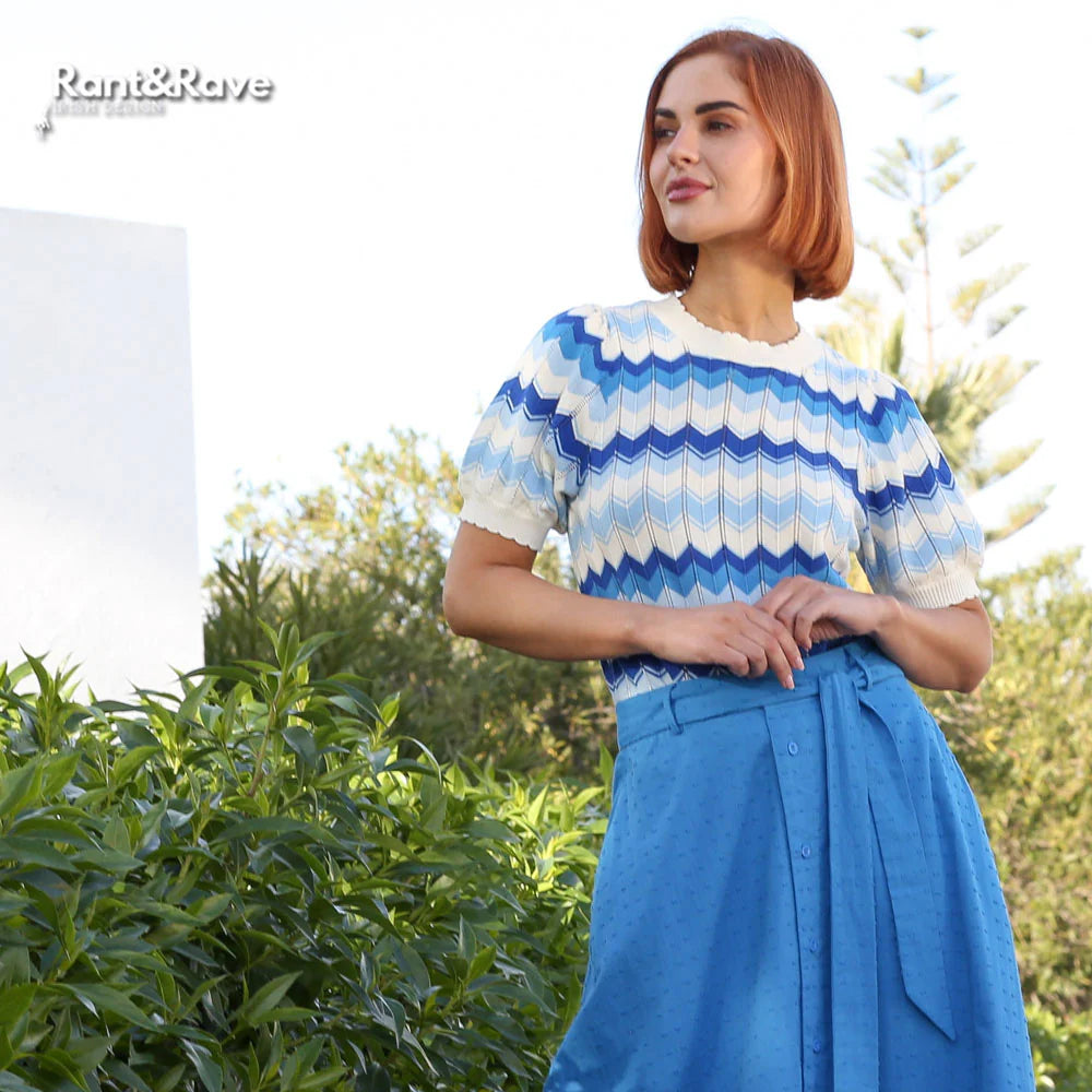 Rant and Rave Mavis Short Sleeve Jumper - Blue